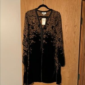 Coldwater Creek Black and Brown Floral Kimono
